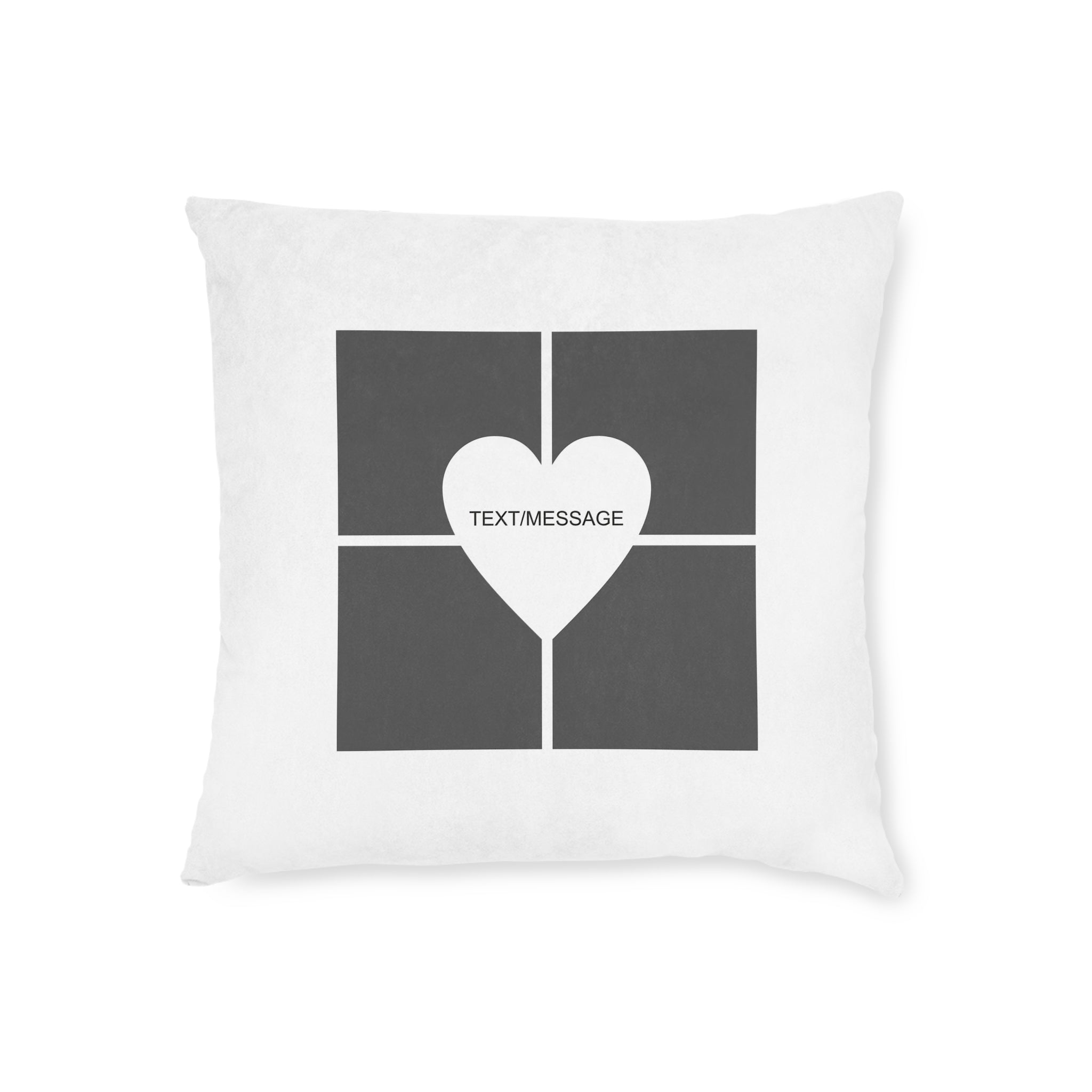 Photo Collage Heart Cushion with Text – 4 Photos